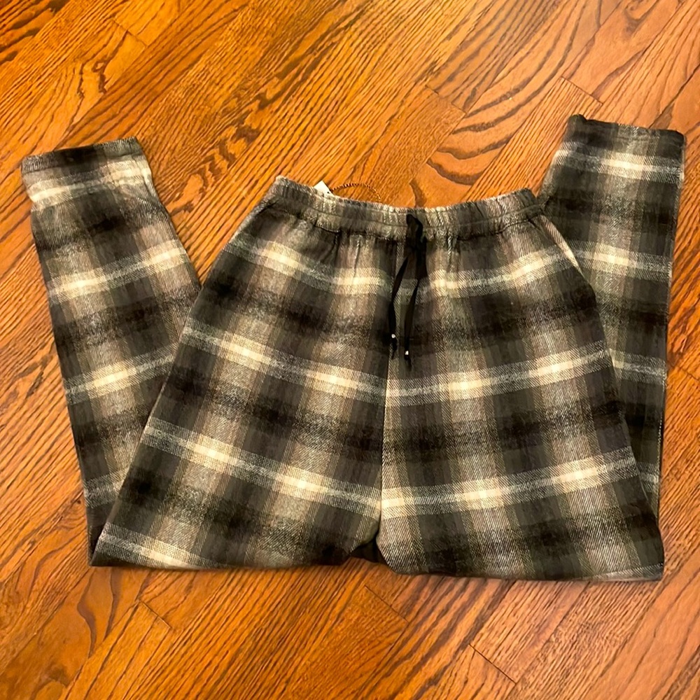 Wool plaid drop crotch pants boutique pockets small Athleisure boho 🇺🇸 made